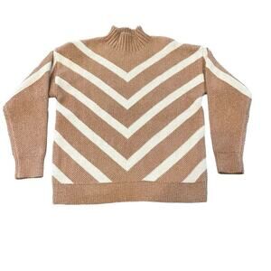 Alison Sheri High Neck Cotton Blend‎ Sweater Medium Tight Knit Eyelash Pullover